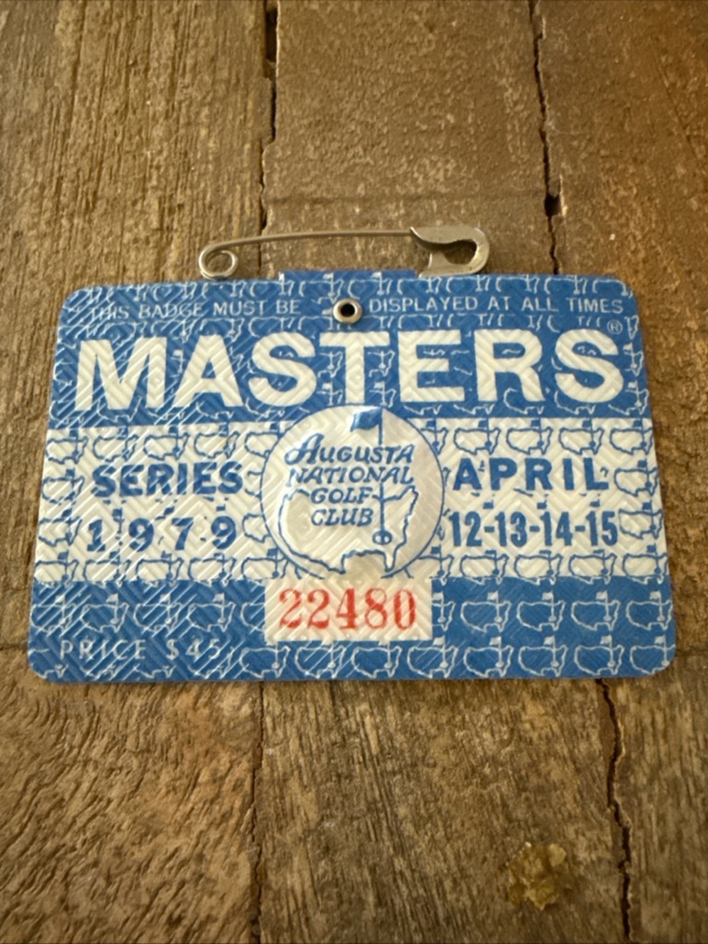 Masters Augusta National Golf Club 1979 Badge - Blue and White